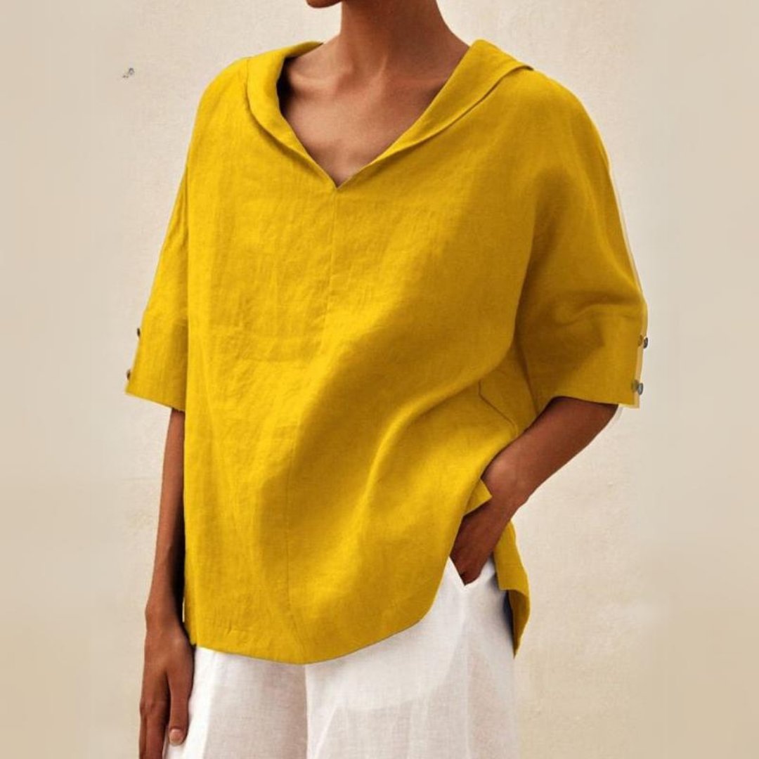 Martha | Women's Linen Shirt with V-Neck and Loose Fit