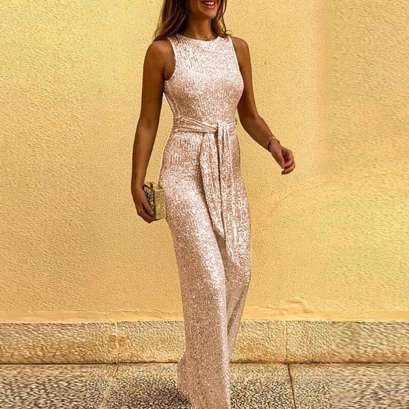 Luxurious Sleeveless Jumpsuit for Women | Wide Leg